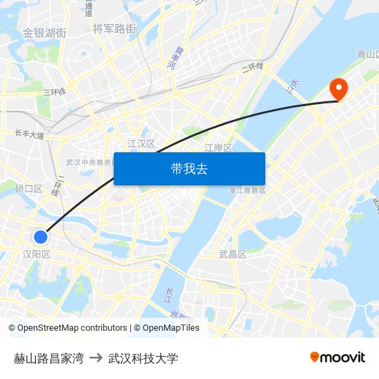 赫山路昌家湾 to 武汉科技大学 map