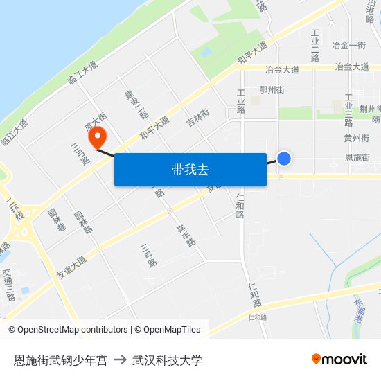 恩施街武钢少年宫 to 武汉科技大学 map