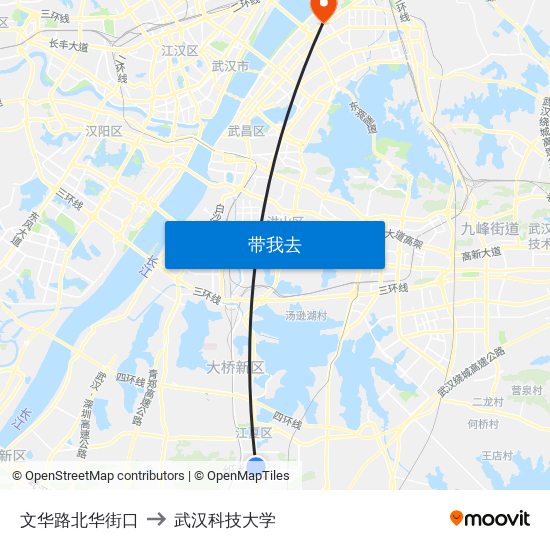 文华路北华街口 to 武汉科技大学 map