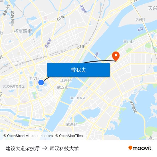 建设大道杂技厅 to 武汉科技大学 map