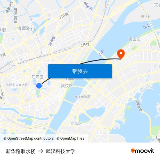 新华路取水楼 to 武汉科技大学 map