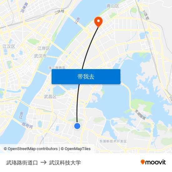 武珞路街道口 to 武汉科技大学 map