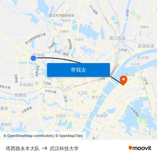 塔西路永丰大队 to 武汉科技大学 map