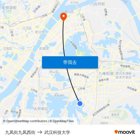 九凤街九凤西街 to 武汉科技大学 map