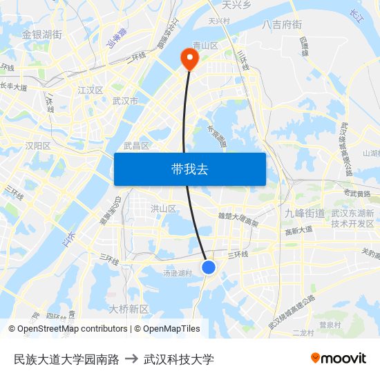 民族大道大学园南路 to 武汉科技大学 map