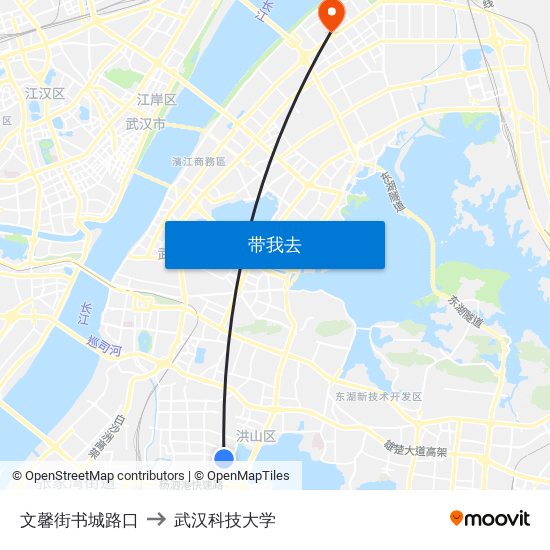 文馨街书城路口 to 武汉科技大学 map