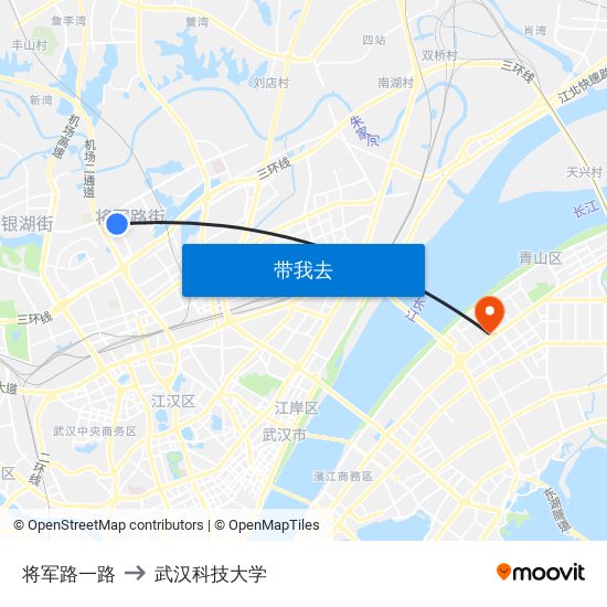 将军路一路 to 武汉科技大学 map