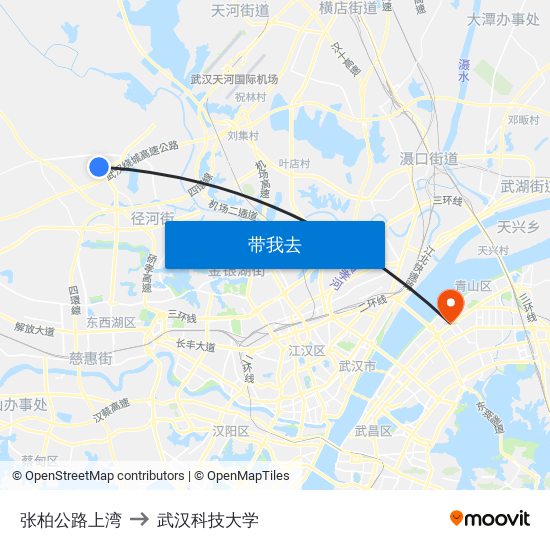 张柏公路上湾 to 武汉科技大学 map