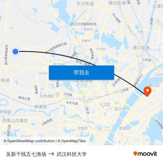 吴新干线五七渔场 to 武汉科技大学 map