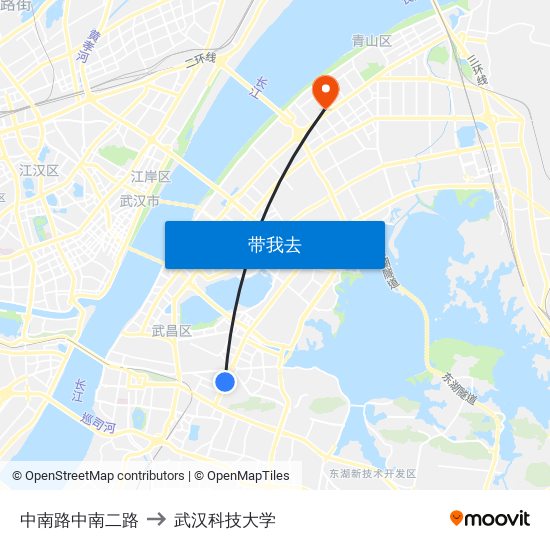 中南路中南二路 to 武汉科技大学 map