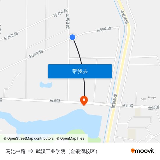 马池中路 to 武汉工业学院（金银湖校区） map