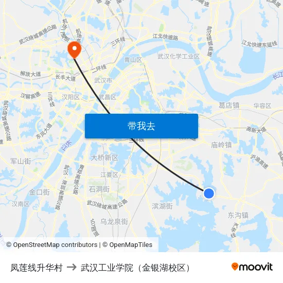 凤莲线升华村 to 武汉工业学院（金银湖校区） map