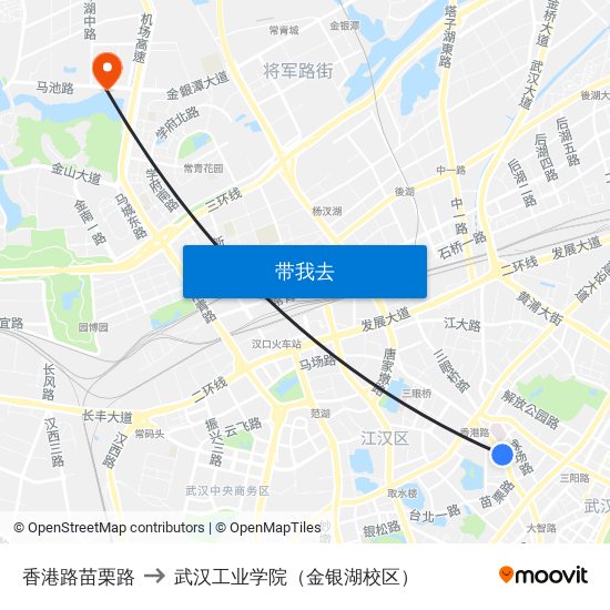 香港路苗栗路 to 武汉工业学院（金银湖校区） map