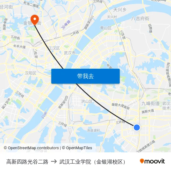高新四路光谷二路 to 武汉工业学院（金银湖校区） map
