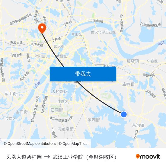 凤凰大道碧桂园 to 武汉工业学院（金银湖校区） map