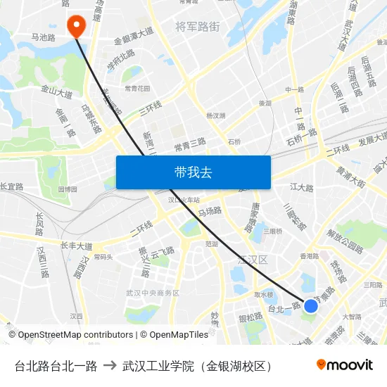 台北路台北一路 to 武汉工业学院（金银湖校区） map