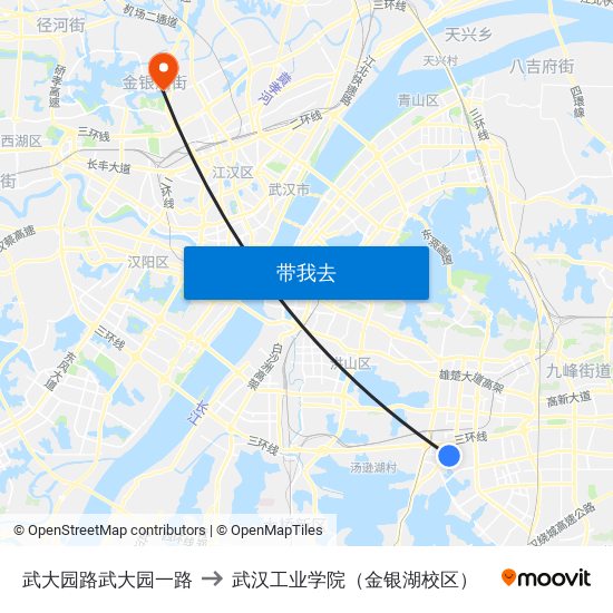 武大园路武大园一路 to 武汉工业学院（金银湖校区） map