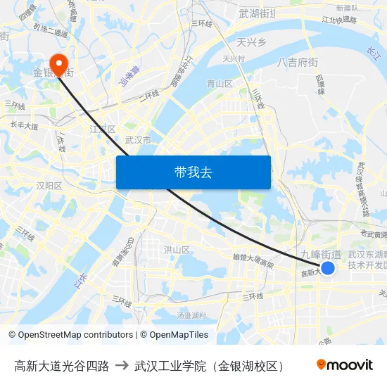 高新大道光谷四路 to 武汉工业学院（金银湖校区） map