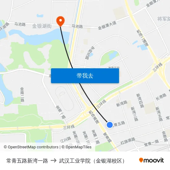 常青五路新湾一路 to 武汉工业学院（金银湖校区） map