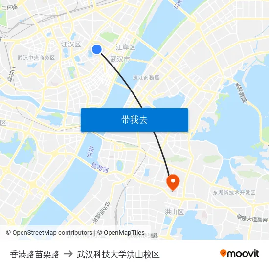 香港路苗栗路 to 武汉科技大学洪山校区 map