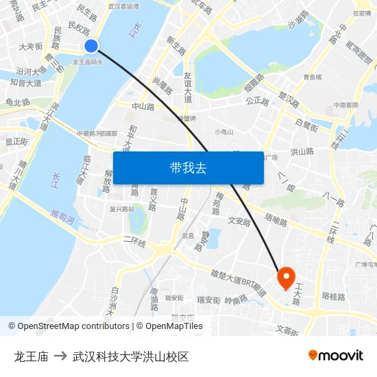 龙王庙 to 武汉科技大学洪山校区 map