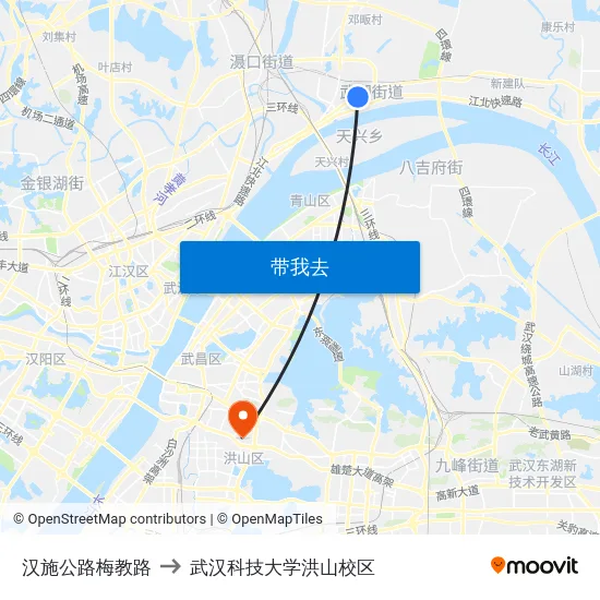 汉施公路梅教路 to 武汉科技大学洪山校区 map