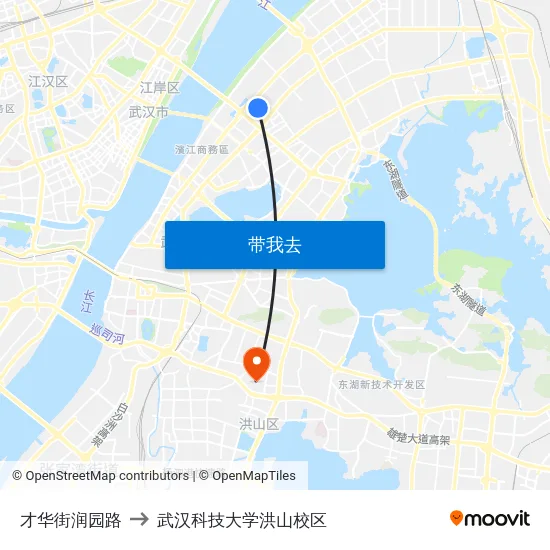 才华街润园路 to 武汉科技大学洪山校区 map