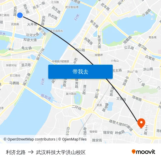利济北路 to 武汉科技大学洪山校区 map