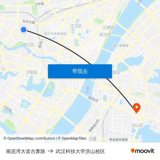 南泥湾大道古萧路 to 武汉科技大学洪山校区 map