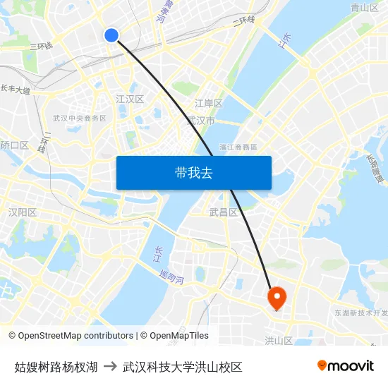 姑嫂树路杨杈湖 to 武汉科技大学洪山校区 map