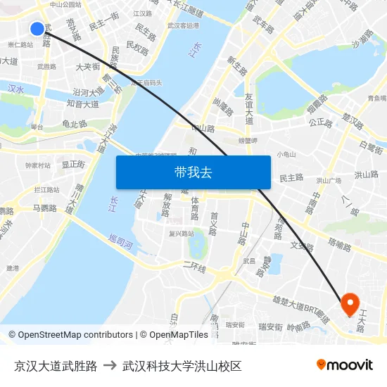 京汉大道武胜路 to 武汉科技大学洪山校区 map
