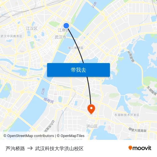 芦沟桥路 to 武汉科技大学洪山校区 map