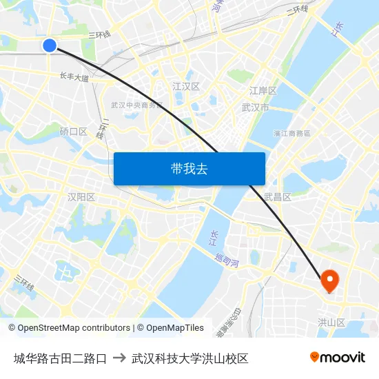 城华路古田二路口 to 武汉科技大学洪山校区 map