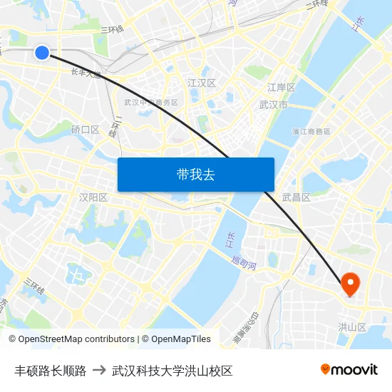丰硕路长顺路 to 武汉科技大学洪山校区 map