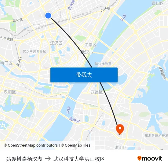 姑嫂树路杨汊湖 to 武汉科技大学洪山校区 map