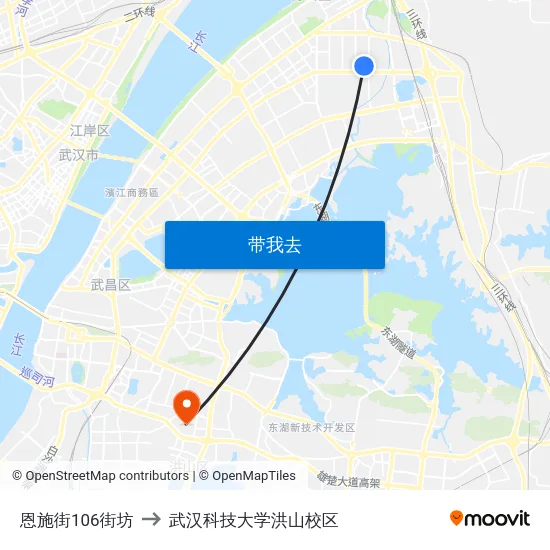 恩施街106街坊 to 武汉科技大学洪山校区 map