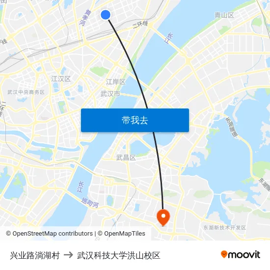 兴业路淌湖村 to 武汉科技大学洪山校区 map