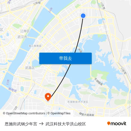 恩施街武钢少年宫 to 武汉科技大学洪山校区 map