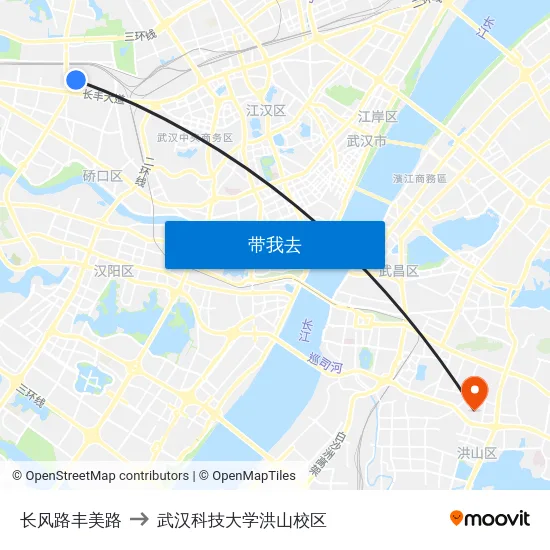 长风路丰美路 to 武汉科技大学洪山校区 map