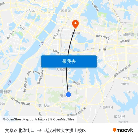 文华路北华街口 to 武汉科技大学洪山校区 map