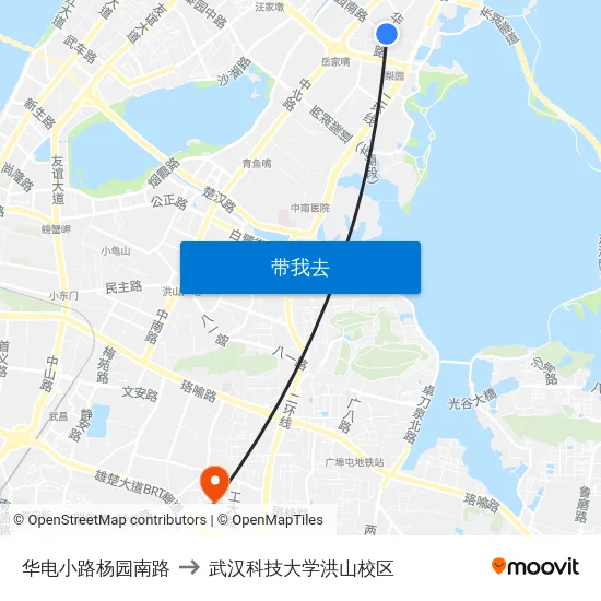 华电小路杨园南路 to 武汉科技大学洪山校区 map