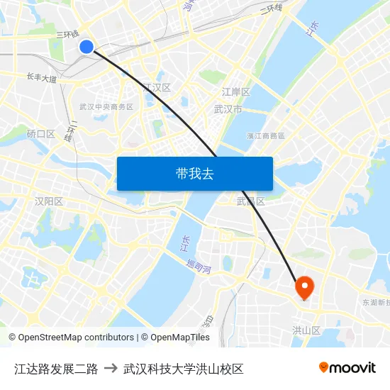 江达路发展二路 to 武汉科技大学洪山校区 map