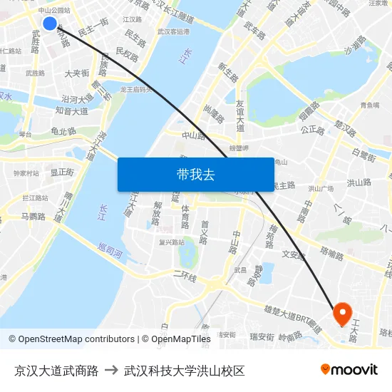 京汉大道武商路 to 武汉科技大学洪山校区 map