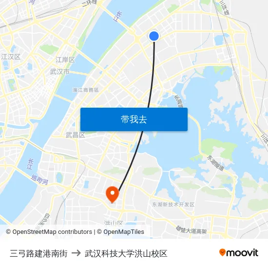 三弓路建港南街 to 武汉科技大学洪山校区 map