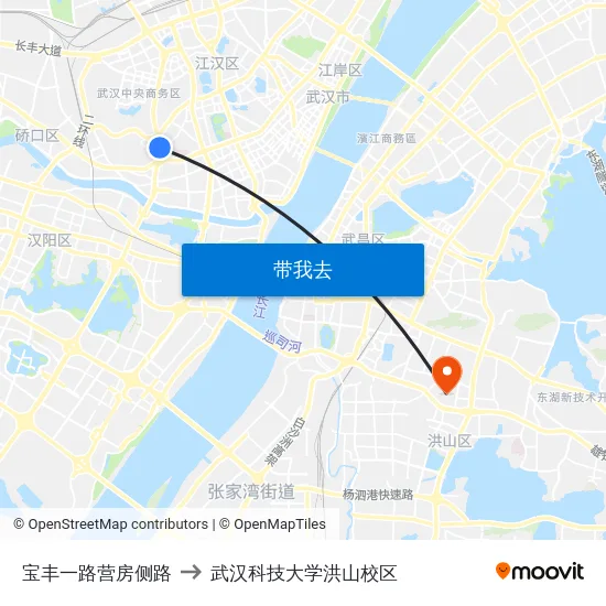 宝丰一路营房侧路 to 武汉科技大学洪山校区 map
