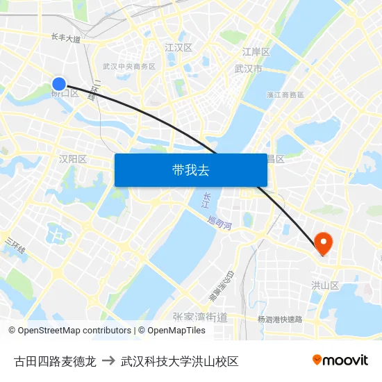 古田四路麦德龙 to 武汉科技大学洪山校区 map