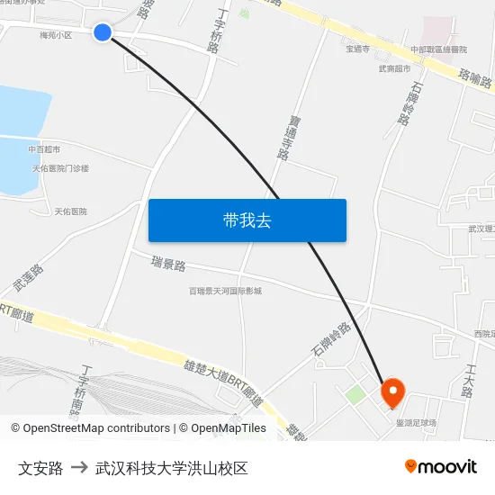 文安路 to 武汉科技大学洪山校区 map