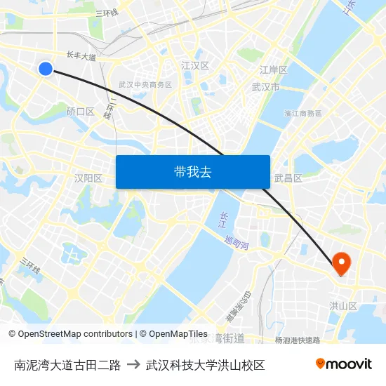 南泥湾大道古田二路 to 武汉科技大学洪山校区 map