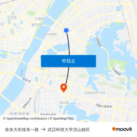 徐东大街徐东一路 to 武汉科技大学洪山校区 map