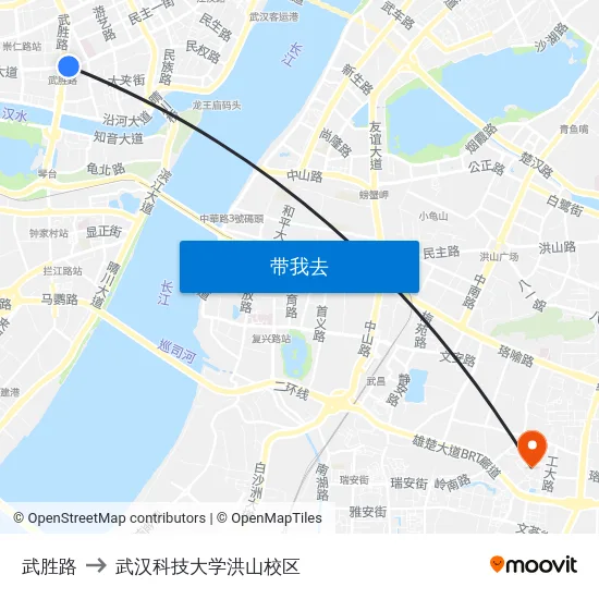 武胜路 to 武汉科技大学洪山校区 map